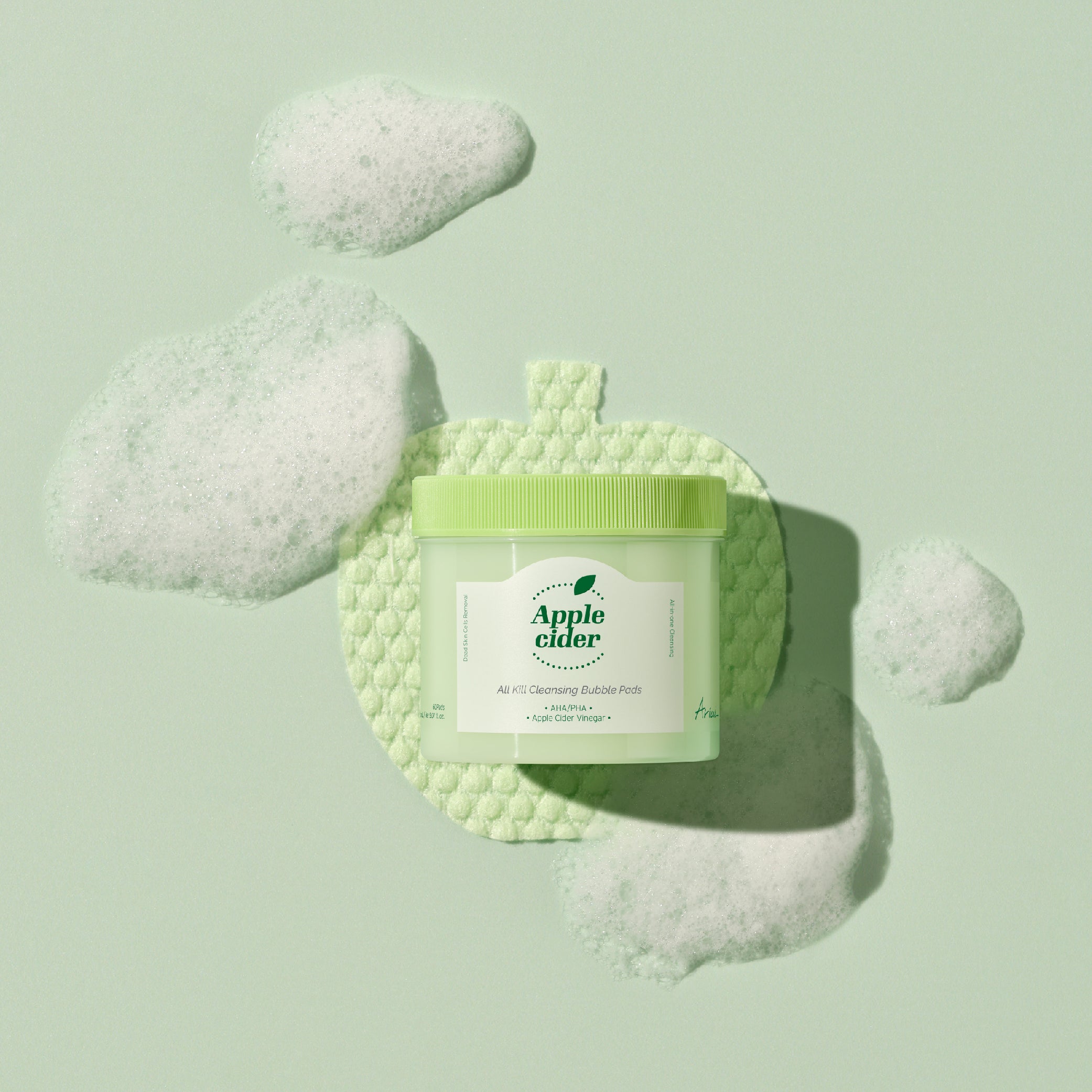 艾藜兒 蘋果醋泡沫殺菌潔淨棉 (60入) ｜一片卸妝去角質溫和潔面