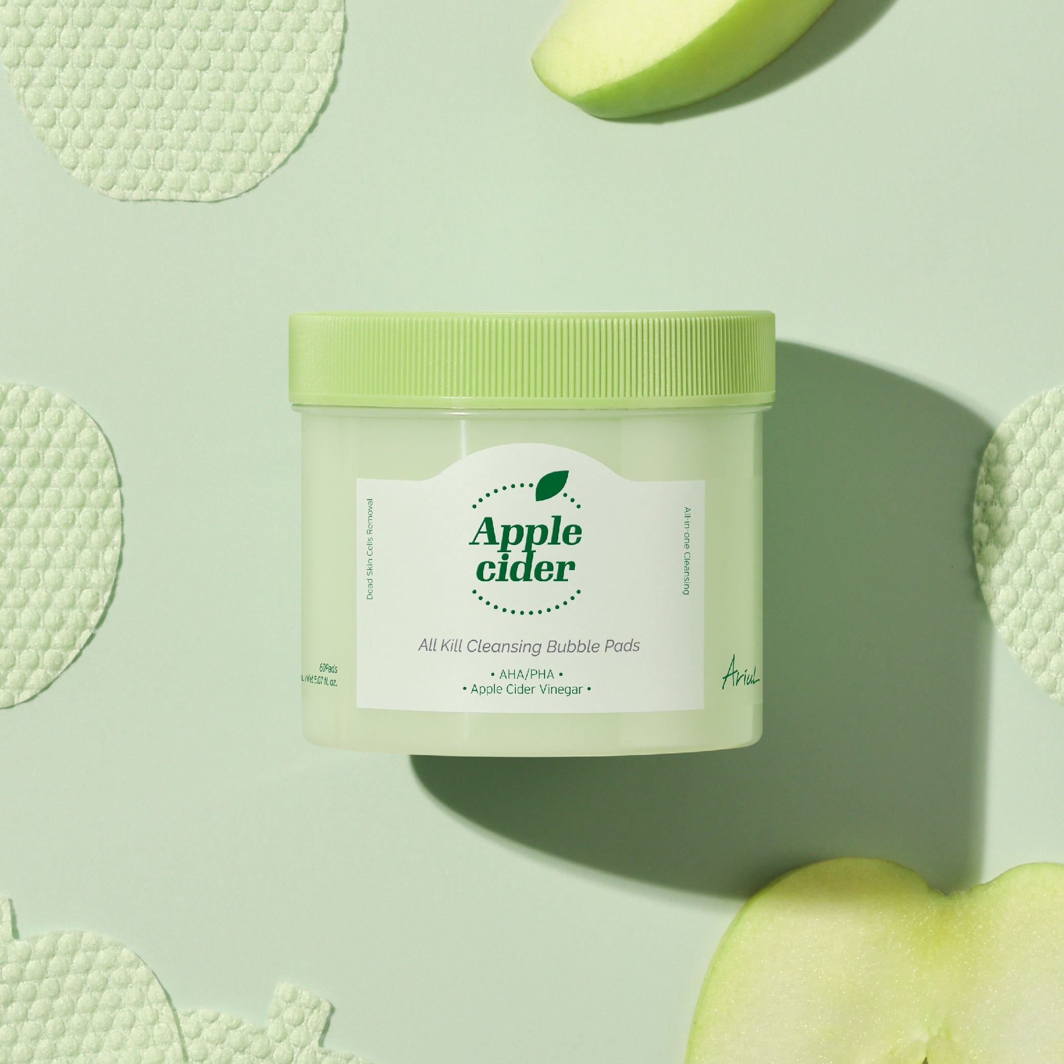 艾藜兒 蘋果醋泡沫殺菌潔淨棉 (60入) ｜一片卸妝去角質溫和潔面