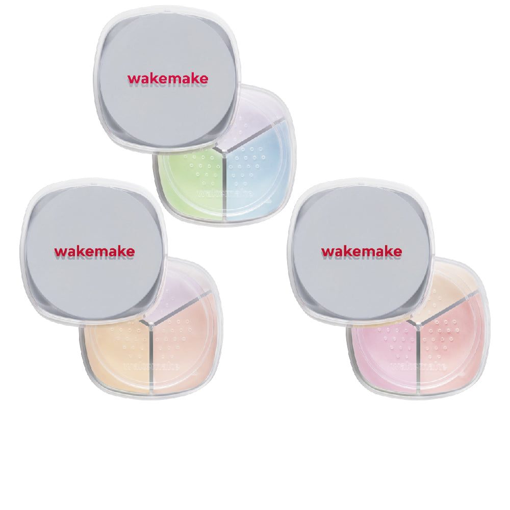 WAKEMAKE 唯可魅 定妝亮顏 3 色蜜粉 Stay Fixer Multi Color Powder｜三色調和校色 × 柔焦毛孔 × 氣壓式便攜定妝