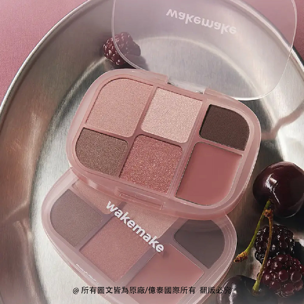 WAKEMAKE 唯可魅 玩美妝容 6 色多功能彩妝盤｜B.I 極細柔觸粉體 × 眼影腮紅打亮一盤完成（04–09）